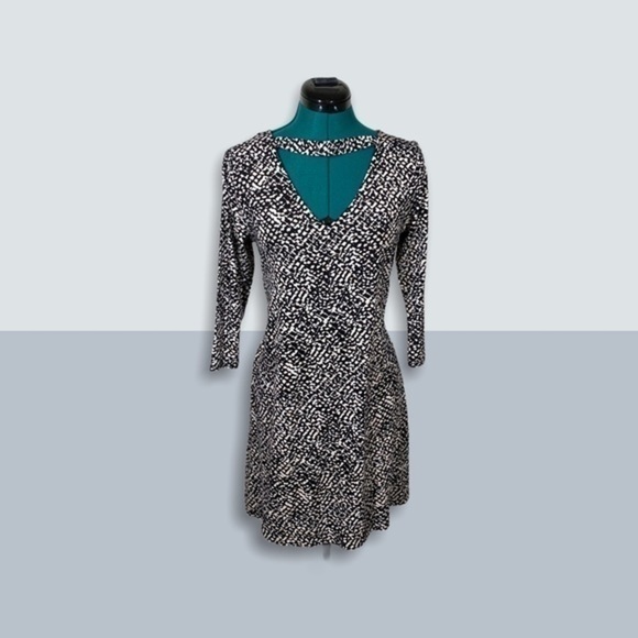 LOFT Geometric Print Choker Keyhole Dress NWT - Picture 3 of 9